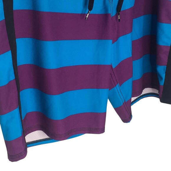 Quiksilver Board Shorts Mens 38 Purple Blue Stripe Cypher 4-Way Stretch Surf - Picture 10 of 14